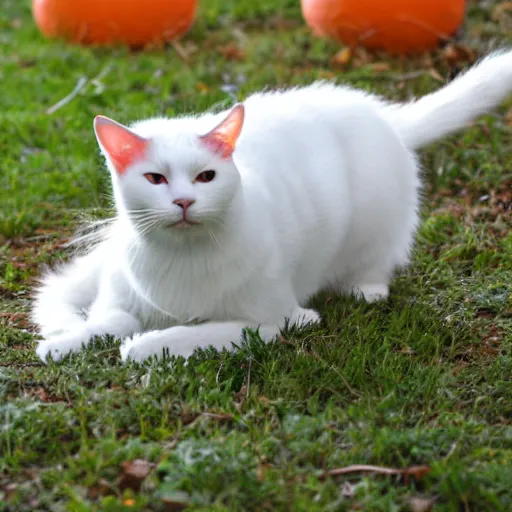 Image similar to White cat with light orange ears hunting