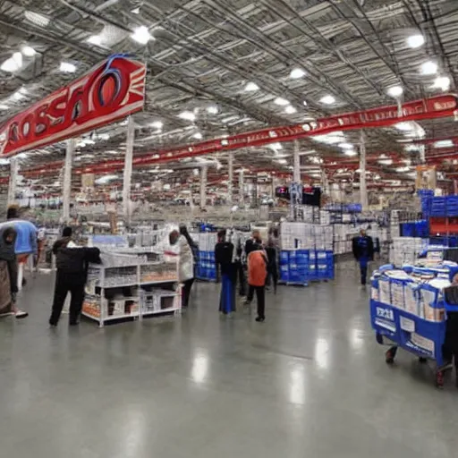 Image similar to a costco entirely staffed by robots