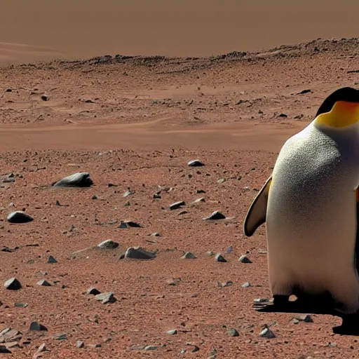 Image similar to giant penguins were spotted on mars