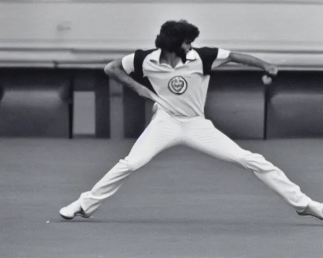 Image similar to a photo from 1 9 8 3 of yosef kavinsky bowling