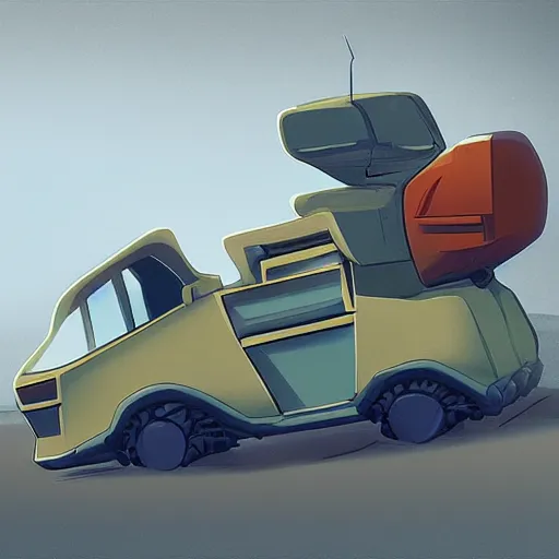 Image similar to 2d concept art of small vehicle by Dawid Michalczyk