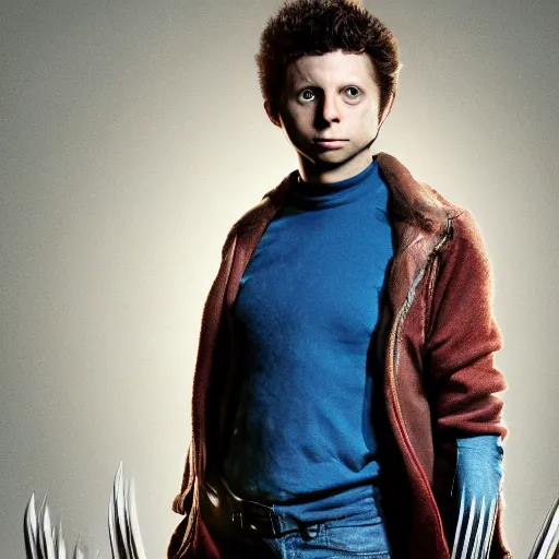 Image similar to Michael Cera as wolverine, mcu, concept art, high definition photography, professional photography, 8k