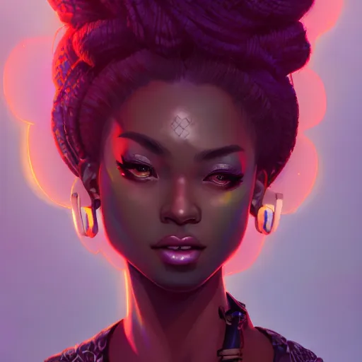Prompt: a portrait of a beautiful afropunk, art by lois van baarle and loish and ross tran and rossdraws and sam yang and samdoesarts and artgerm and saruei, digital art, highly detailed, intricate, sharp focus, Trending on Artstation HQ, deviantart, unreal engine 5, 4K UHD image