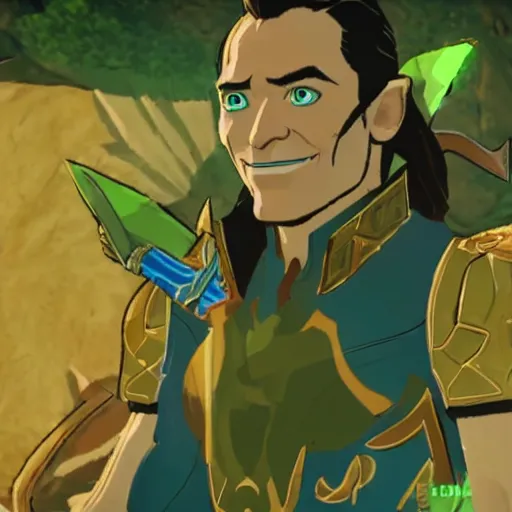 Prompt: Marvel\'s Loki in The Legend of Zelda Breath of the Wild