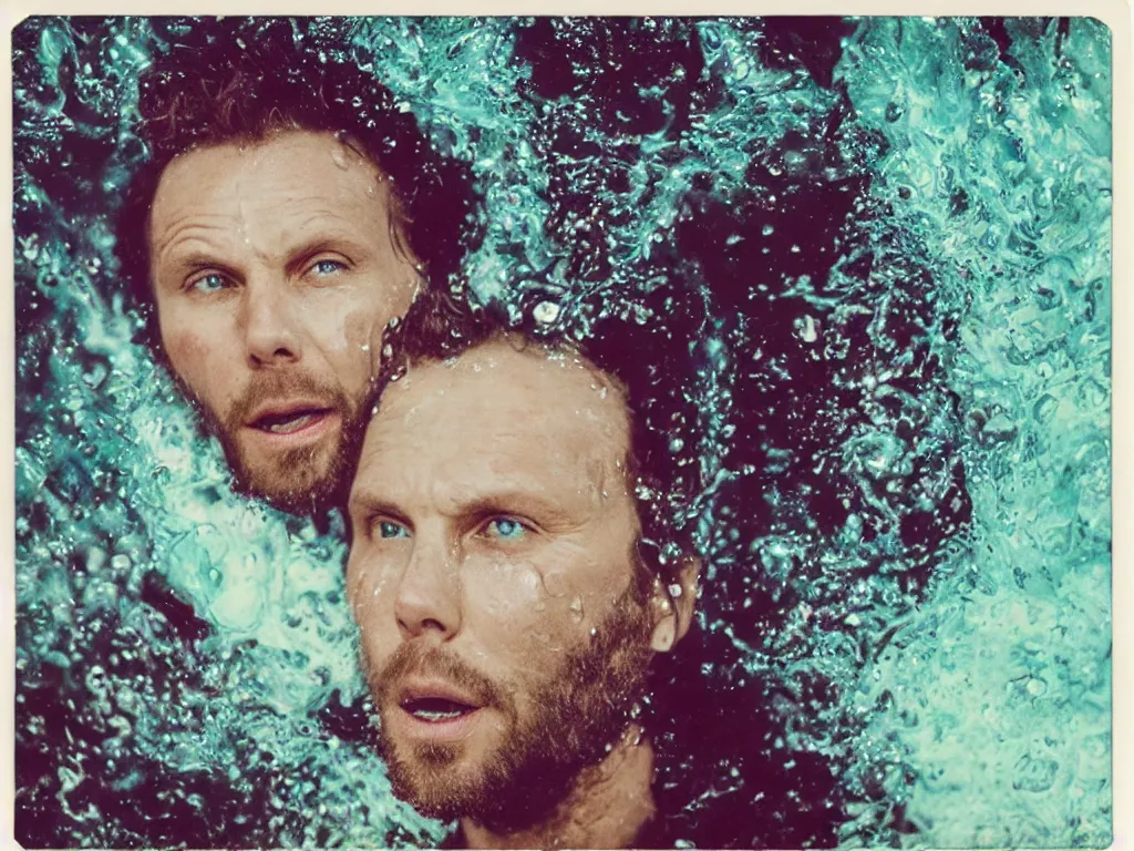 Image similar to lorenzo cherubini jovanotti submerged in plastic bottles crying, polaroid color photo, ultra realistic