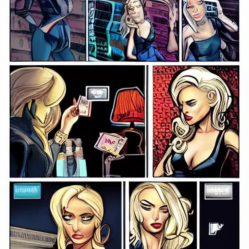 Image similar to comic panels from comic called agent babes, on the style by bilquis evely, jamal campbell, ray fawkes, russell dauterman, lorena avarez, emil ferriss, digital art, pinterest, 8 k uhd, 8 k uhd character details, intricate detailed, baroque, 8 k uhd character faces, 8 k uhd movement detailed