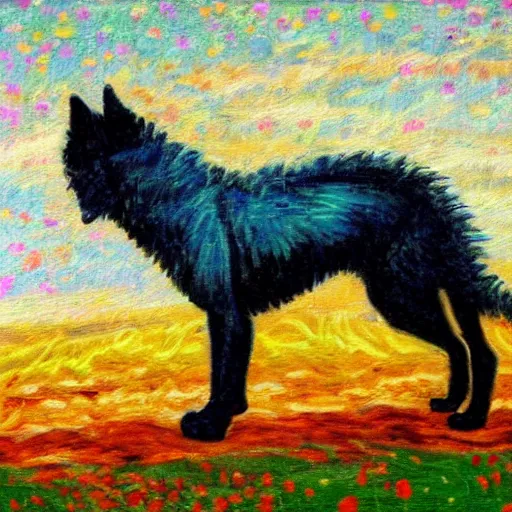 Prompt: retarded wolf, impressionism, vivid