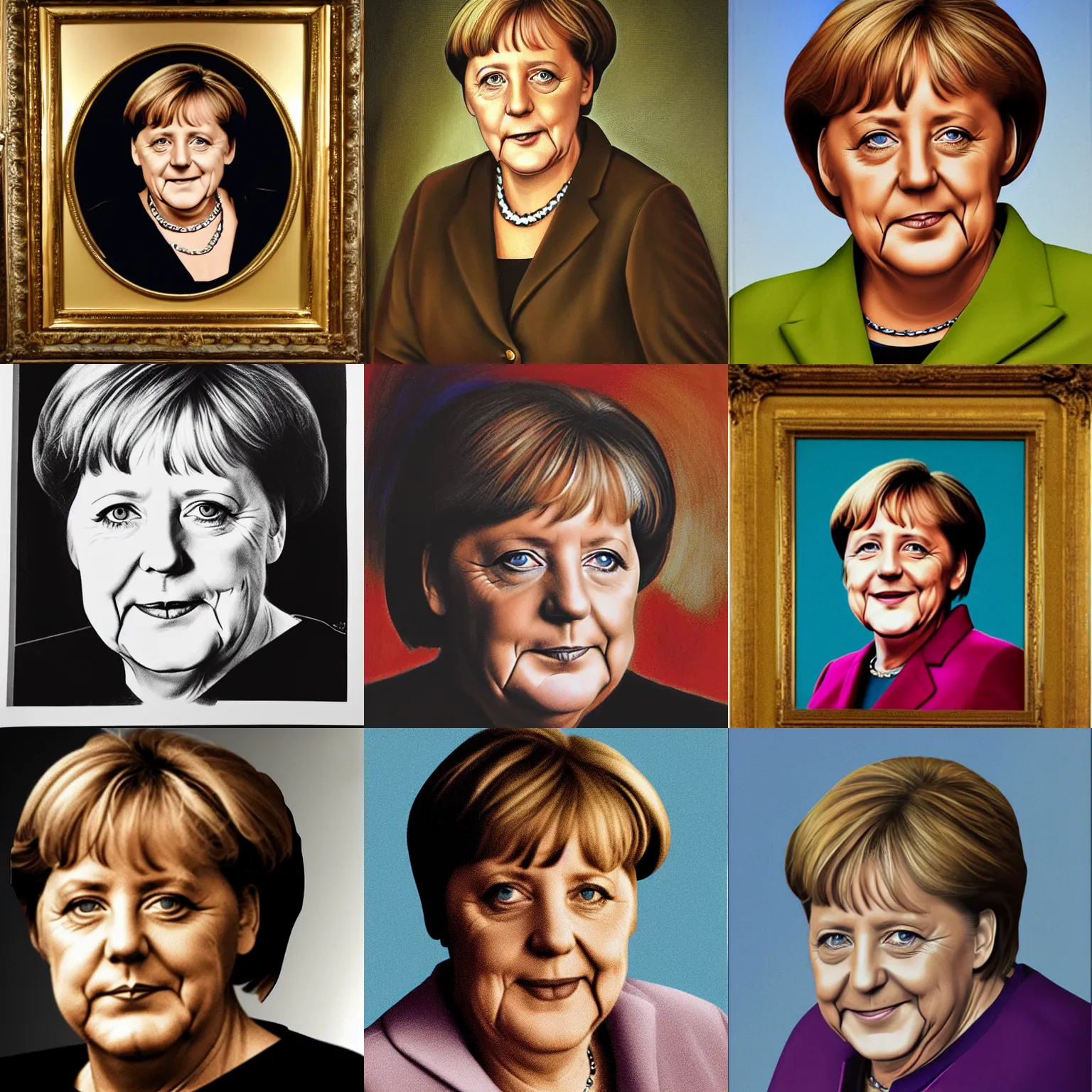 Prompt: portrait of angela merkel, by carl michelangelo