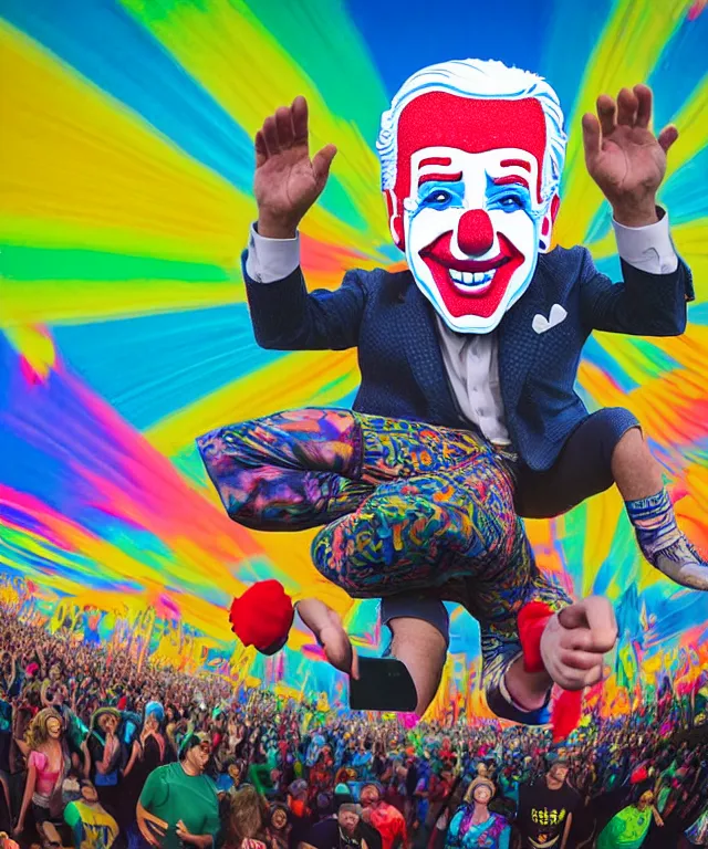 a giant Joe Biden is up on stage at a rave festival | Stable Diffusion