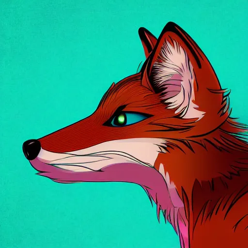 Prompt: digital fox, retrowave palette, highly detailed, anatomically correct vulpine, synth feel, fluffy face, ear floof, flowing fur, super realism, digitised background, accurate animal imagery, 4 k digital art