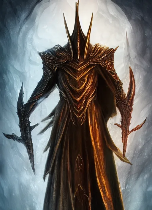 Image similar to sauron, ultra detailed fantasy, elden ring, realistic, dnd character portrait, full body, dnd, rpg, lotr game design fanart by concept art, behance hd, artstation, deviantart, global illumination radiating a glowing aura global illumination ray tracing hdr render in unreal engine 5