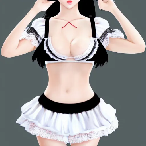 Prompt: realistic detailed semirealism beautiful gorgeous cute Blackpink Lalisa Manoban wearing white camisole white lingerie outfit maid costume, black hair black cat ears, black leather choker, large breasts size, proportional body, WLOP, Aztodio, Taejune Kim, Pixiv, Instagram, Artstation