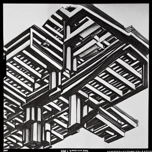 Image similar to mc escher drawing of impossible architecture