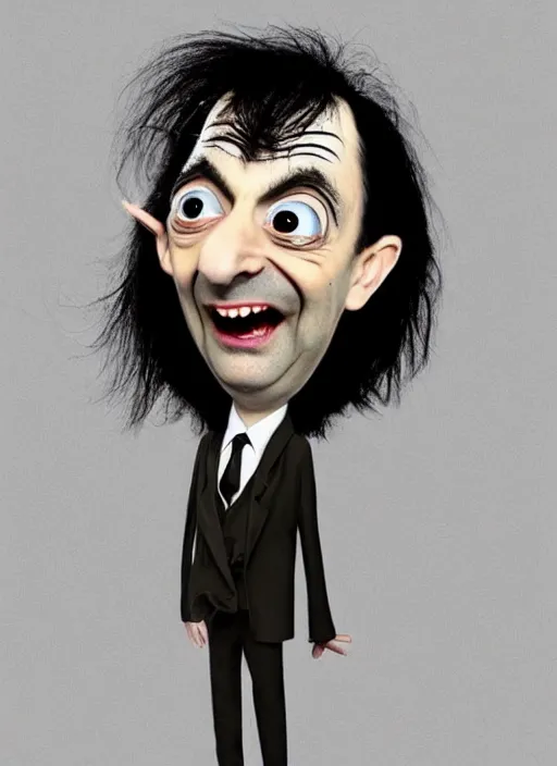 Image similar to Mr Bean in the style of Tim Burton