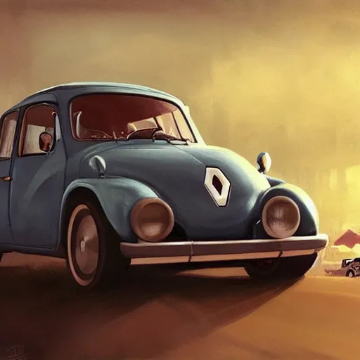 Image similar to a bunny driving a renault r 4, elegant, highly detailed, digital painting, artstation, concept art, matte, sharp focus, highly detailed, 4 k, hdr, smooth, sharp focus, high resolution, award - winning photo, photorealistic, art by artgerm and greg rutkowski and alphonse mucha, large shot