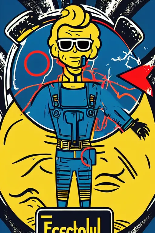 Image similar to fallout 7 6 retro futurist illustration art by butcher billy, sticker, colorful, illustration, highly detailed, simple, smooth and clean vector curves, no jagged lines, vector art, smooth andy warhol style