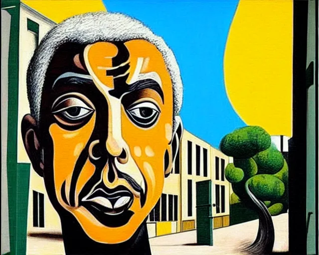 Prompt: gilberto gil street art by giorgio de chirico