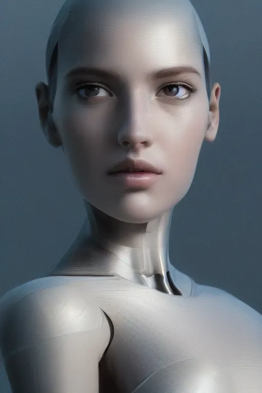 Image similar to Mechanical realistic female elegant modern android looking, cinematic lighting, intricate, elegant, super highly detailed, art station, concept art, smooth, sharp focus, no blur, no dof, extreme illustration, boston dynamic, Photorealism, HD quality, 8k resolution, cinema 4d, 3D, beautiful, delicate, art by artgerm and greg rutkowski and alphonse mucha and loish and WLOP