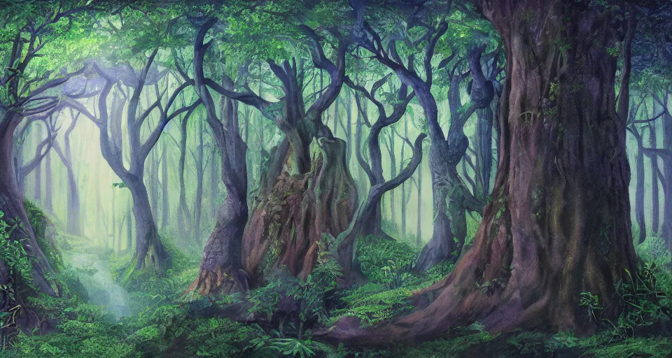 Prompt: Enchanted and magic forest, by David Eichenberg