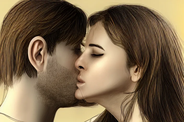Prompt: a hyperrealistic photograph of moistcr1tikal kissing moistcr1tikal, love, artstation, deviantart, flickr, 8k, 70mm, face enhance, highly detailed, golden ratio