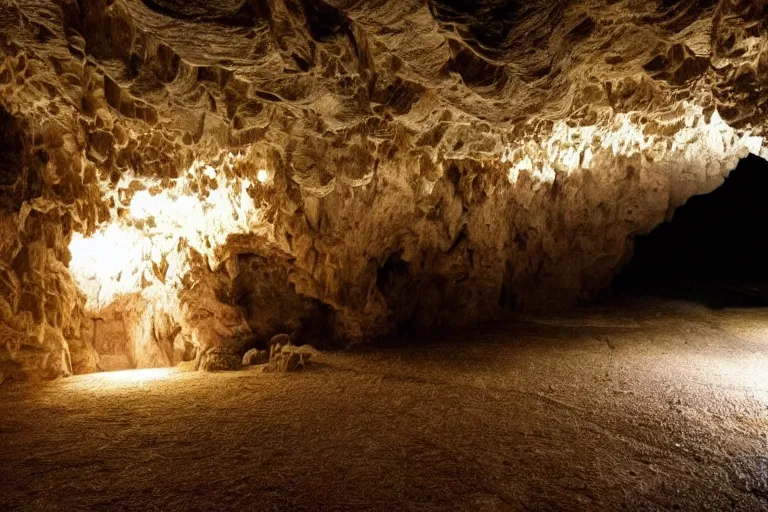 Image similar to a beautiful cave, cinematic