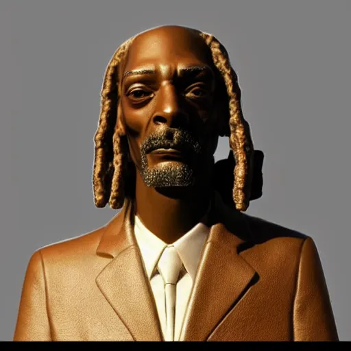 Prompt: snoop dogg statue made out of granite