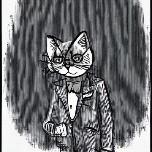 Image similar to a cat with binoculars and a suit in the style of arcane, portrait