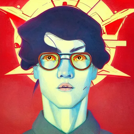 Image similar to prompt : soviet doomer portrait soft light painted by james jean and katsuhiro otomo and erik jones, inspired by akira anime, smooth face feature, intricate oil painting, high detail illustration, sharp high detail, manga and anime 1 9 9 9