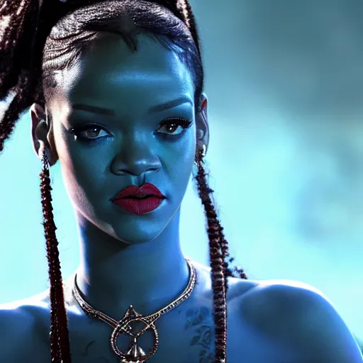 Prompt: rihanna in avatar ( 2 0 0 9 ), 8 k wide shot