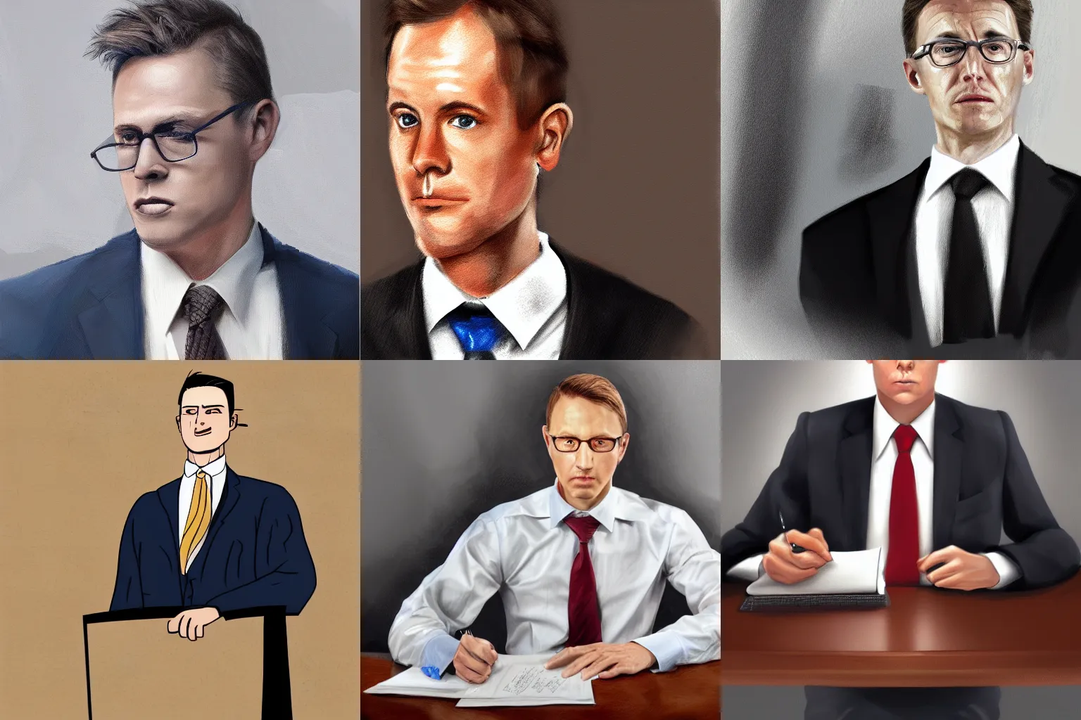 Prompt: digital painting of a white male lawyer, high quality, hyper realism