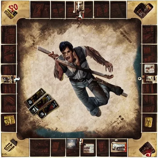 Prompt: evil dead movie, board game