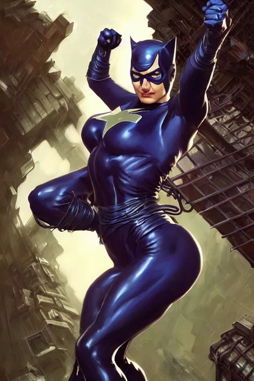 Prompt: clear portrait of a superhero concept between catwoman and hulk, cottagecore!!, background hyper detailed, character concept, full body, dynamic pose, intricate, highly detailed, digital painting, artstation, concept art, smooth, sharp focus, illustration, art by artgerm and greg rutkowski and alphonse mucha