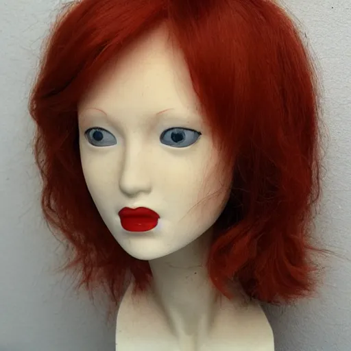 Prompt: Redheaded woman, mannequin 10k