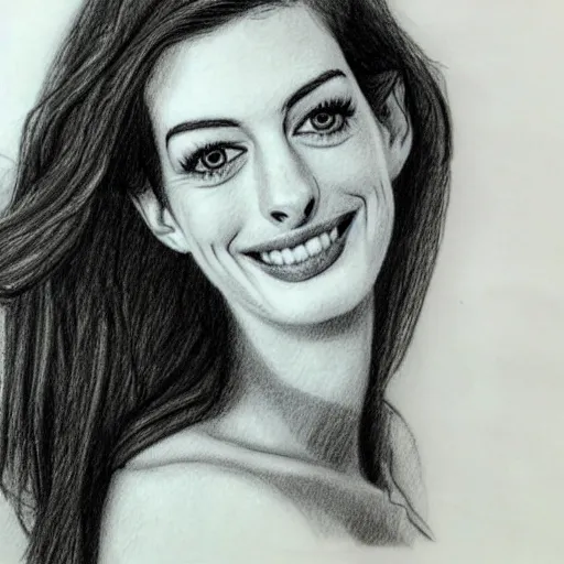 Image similar to a pencil sketch of anne hathaway