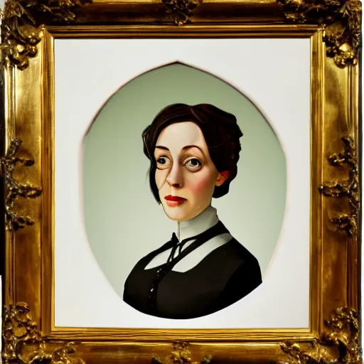 Image similar to oil portrait of GladOS from Portal in Victorian style