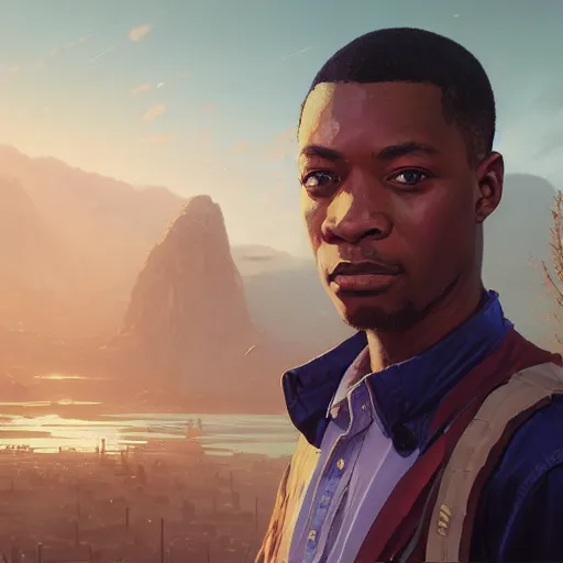 Prompt: highly detailed portrait, young man carl johnson cj, in gta v, stephen bliss, unreal engine, fantasy art by greg rutkowski, loish, rhads, ferdinand knab, makoto shinkai and lois van baarle, ilya kuvshinov, rossdraws, tom bagshaw, global illumination, radiant light, detailed and intricate environment