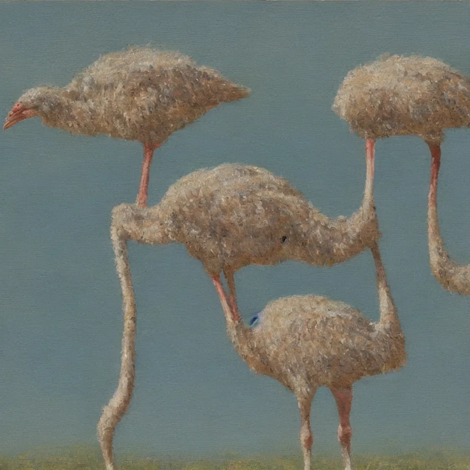 Prompt: an impressionist paint of an ostrich