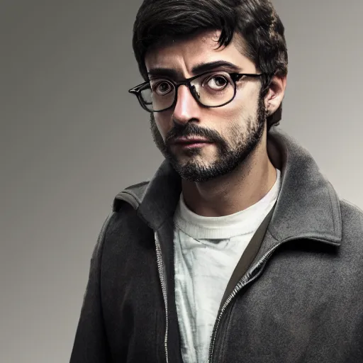 Image similar to the professor from money heist, photorealistic, 8k