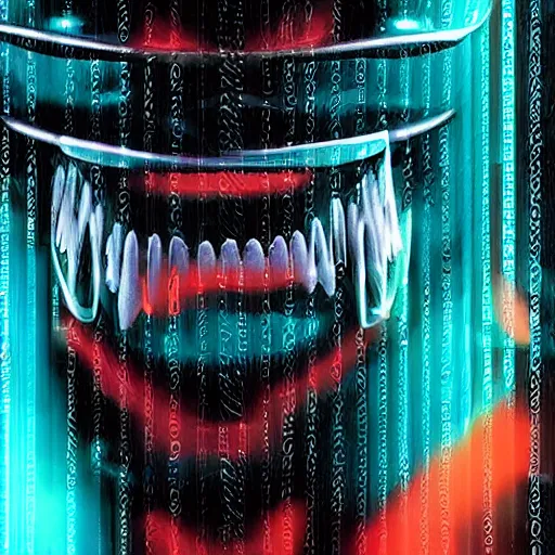 Image similar to cyberpunk dental concept logo