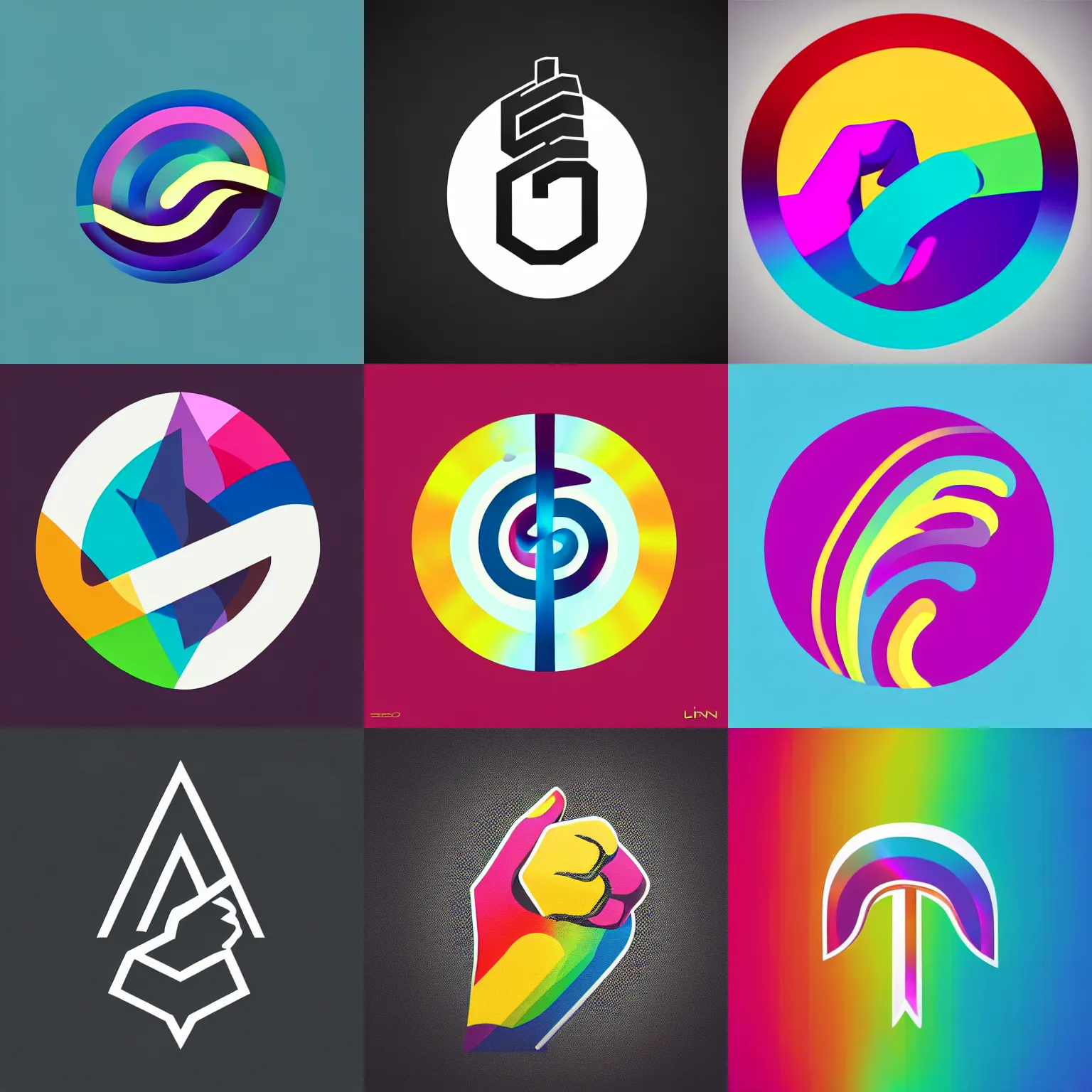 Prompt: vector art | logo of a fist | pearl rainbow, outlines, textures, contrast | friendly fun soft simple polished coherent simple modern | hi - fructose, divine proportion, smooth, octane render, sharp focus, artstation, graphic design | meta design, wolff olins, |
