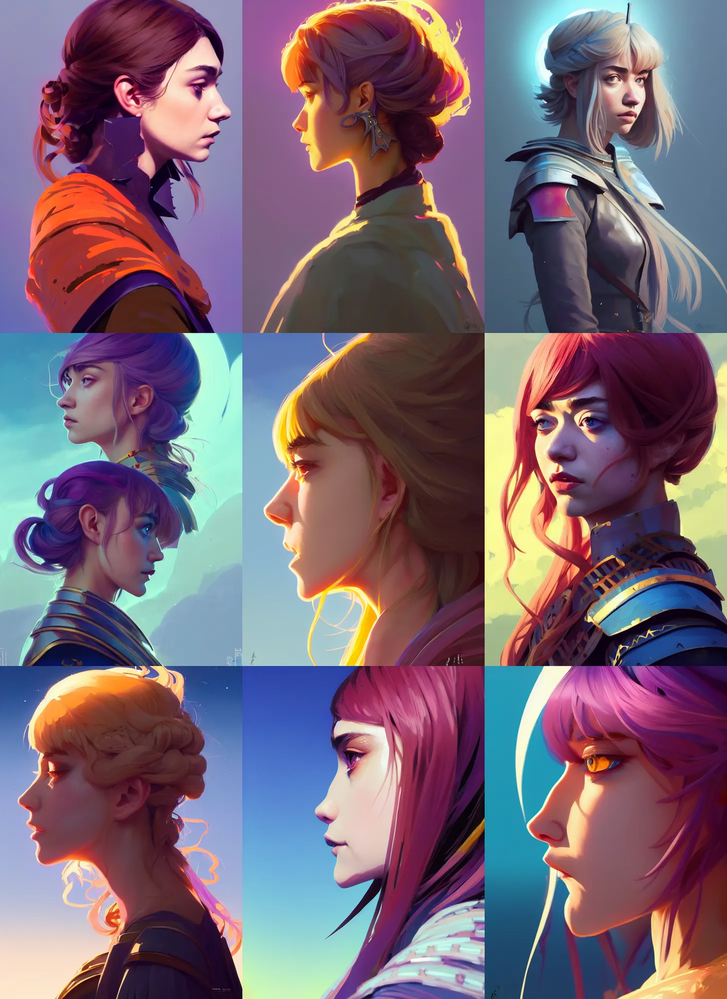 Prompt: side profile centered painted portrait, Imogen Poots as holy Paladin, D&D, matte painting concept art, beautifully backlit, official fanart, colourful, pretty face, intricate eyes, beautiful, elegant, Anime by and ilya kuvshinov and Cushart Krentz and Gilleard James, 4k, HDR, Trending on artstation, Behance, award winning