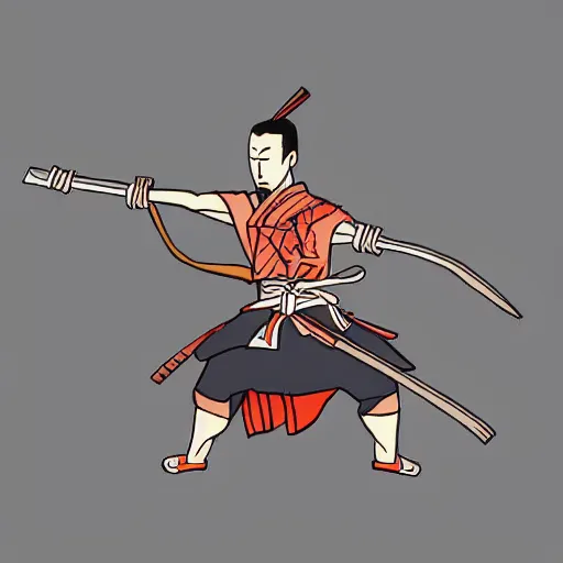 Image similar to samurai action pose in the style of aenami, alena