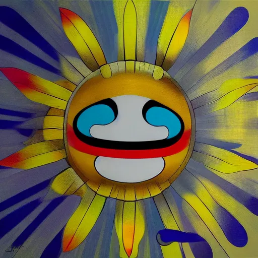 Image similar to sun shining through clouds, Takashi Murakami, Minimalist,