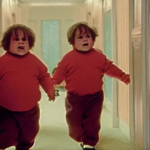 Image similar to A still of Danny Devito as the twins in The Shining (1980)