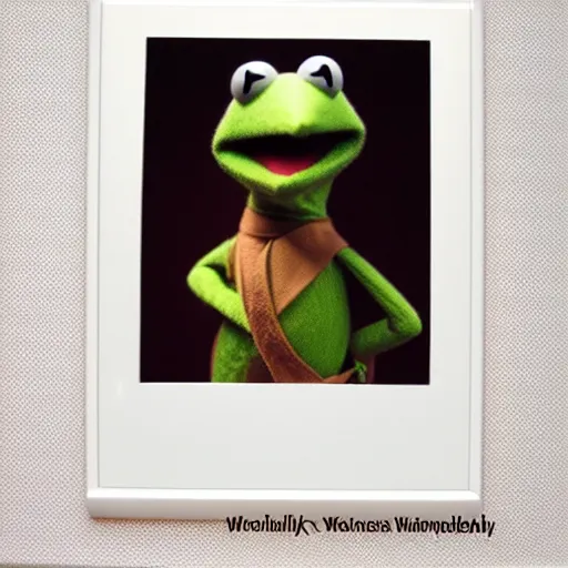 Kermit the frog as Obi Wan, lightsaber lighting, Stable Diffusion