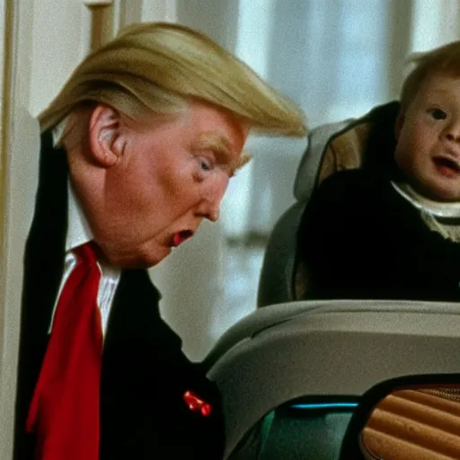 Prompt: film still home alone starring Donald trump