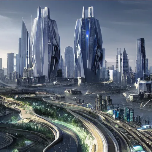 cities in the future, futuristic, realistic, 8k, award