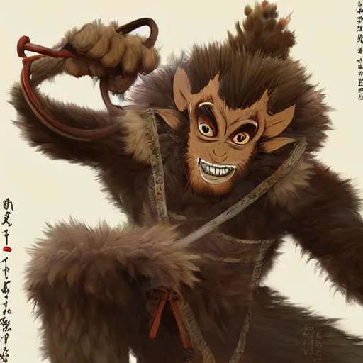 Prompt: badass wukong type character by ghibli studio,detailed,concept art