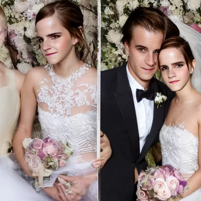 Image similar to emma watson instagram couple's wedding photo shoot, closeup photo