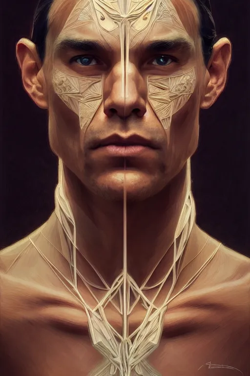 Prompt: symmetry!! portrait of zahn mcclarnon, machine parts embedded into face, intricate, elegant, highly detailed, digital painting, artstation, concept art, smooth, sharp focus, illustration, art by artgerm and greg rutkowski and alphonse mucha, 8 k